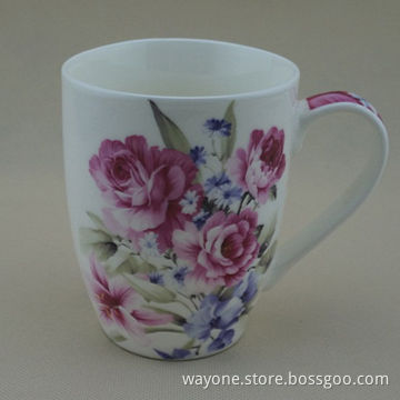 Fine China Ceramic Mug, Pink Color, Suitable for Romantic, 13oz Volume, Ideal for Promotional Gifts